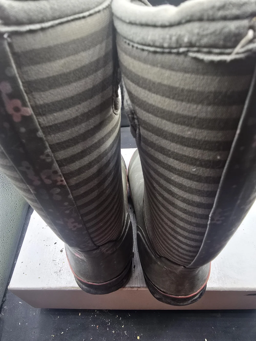 Bogs Kids Green Striped Rain & Snow Boots‎